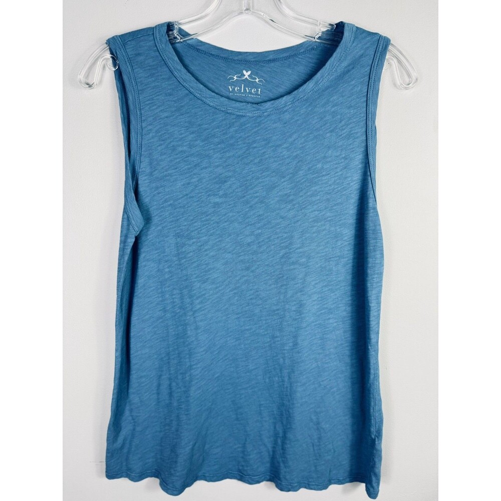NWT Velvet by Graham & Spencer Ambria Blue Vintage Slub Cotton Tank Sz S